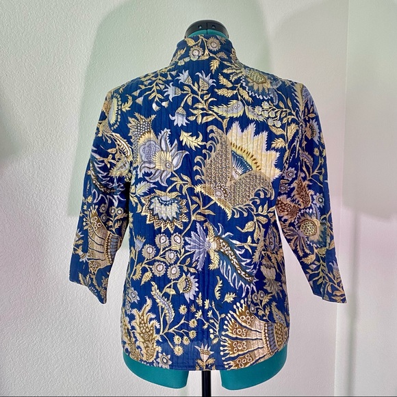 Anii by Natural blue print quilted blazer jacket - Picture 4 of 7